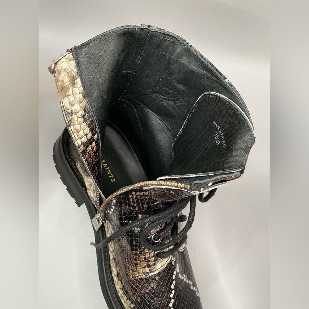 🤎 NEW 🤎Allsaints Brigade Combat Boots Python Pattern - Picture 14 of 16